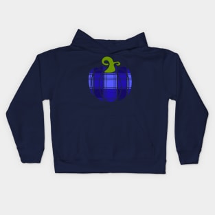 Royal Blue Plaid Pumpkin Kids Hoodie